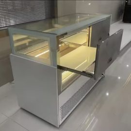 4FT Chocolate Display Drawer (Sliding Door) White Marble Stand