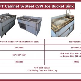 Custom Made 5FT Cabinet S/Steel C/W Ice Bucket Sink