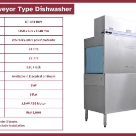 Single Tank Conveyor Type Dishwasher GT-CR1-BUV